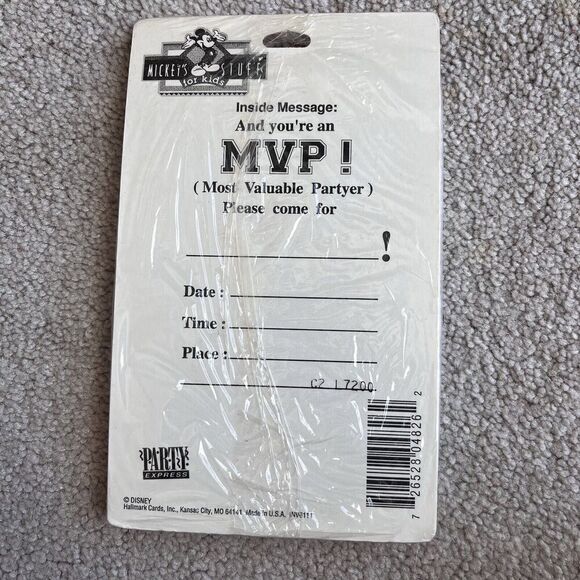 Vintage NOS Disney Hallmark All Star Party Invites MVP Mickey’s Stuff For Kids - Picture 2 of 2